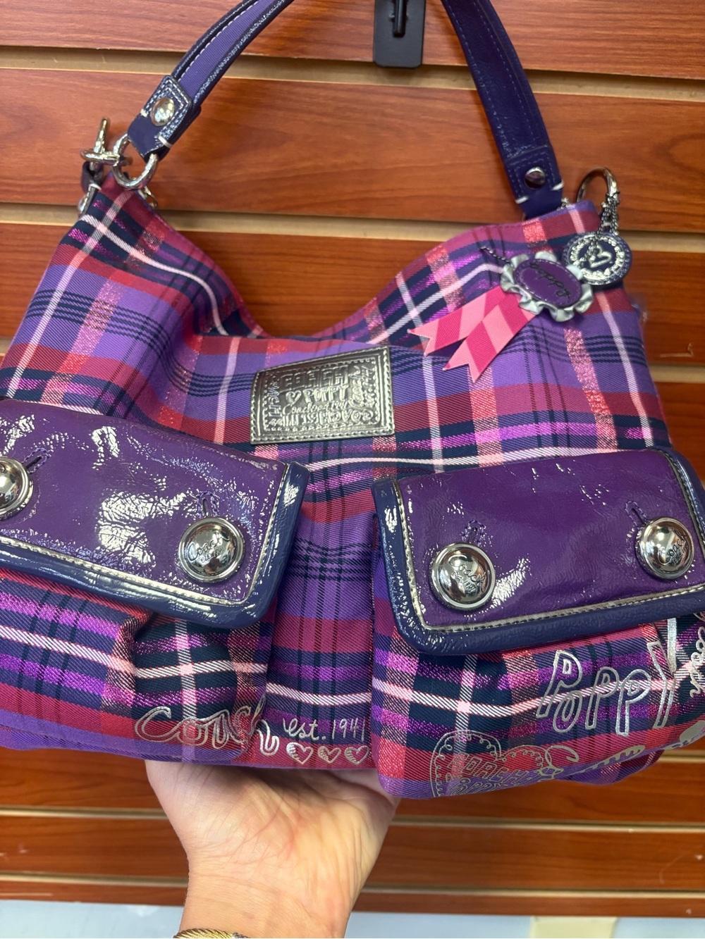 Vintage Y2K Coach Poppy Tartan Plaid Pocket Hobo (Style No. 16120) - Picture 4 of 8